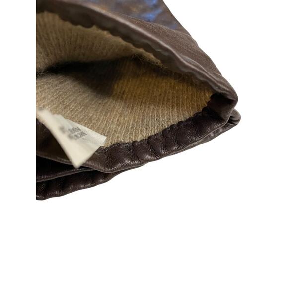 Size 7.5 Isotoner Vintage Womens Brown Leather Cashmere Lined Gloves - Picture 6 of 7